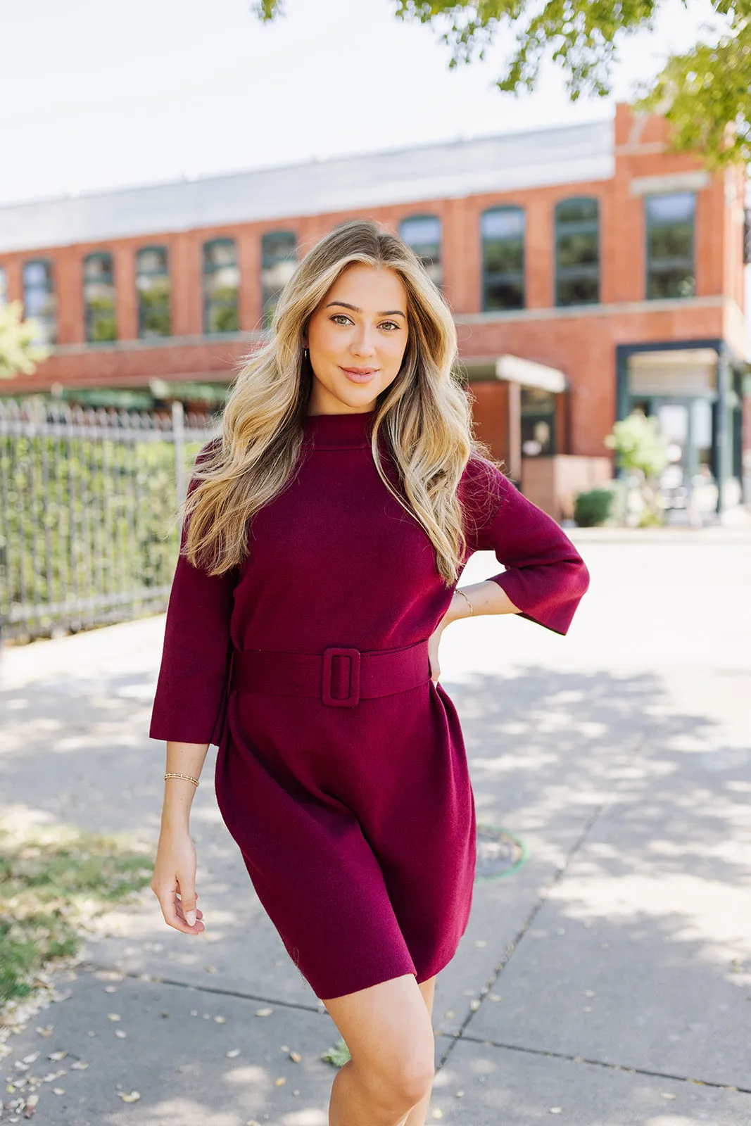 Sunday Mornings Sweater Dress - Burgundy