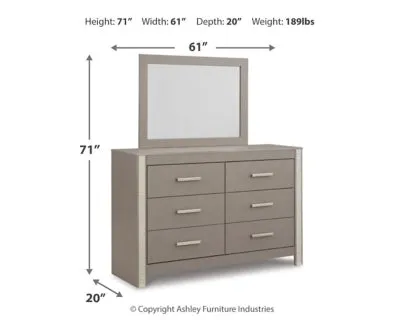 Surancha King Poster Bed with Mirrored Dresser, Chest and 2 Nightstands