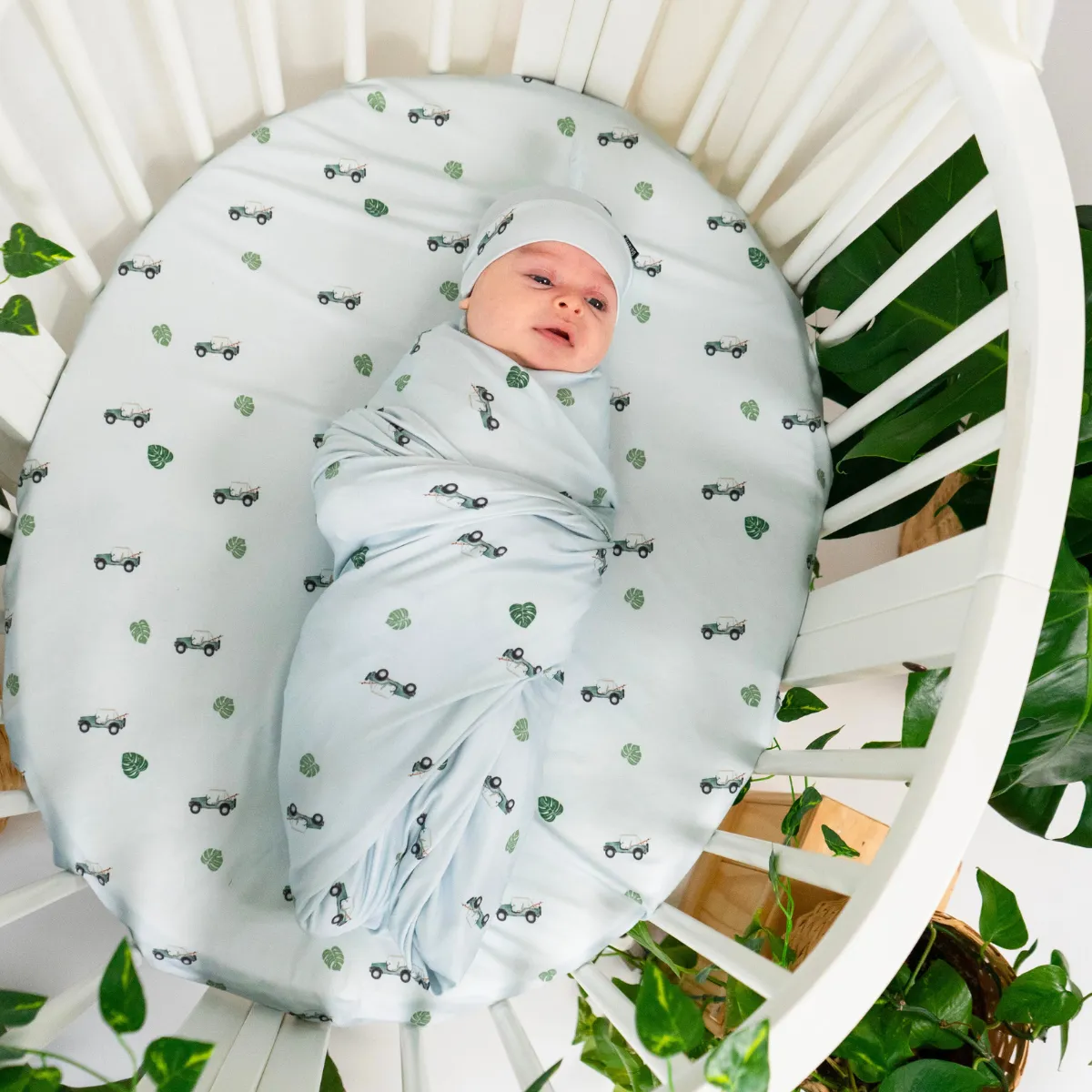 Swaddle Blanket - Green Jeep