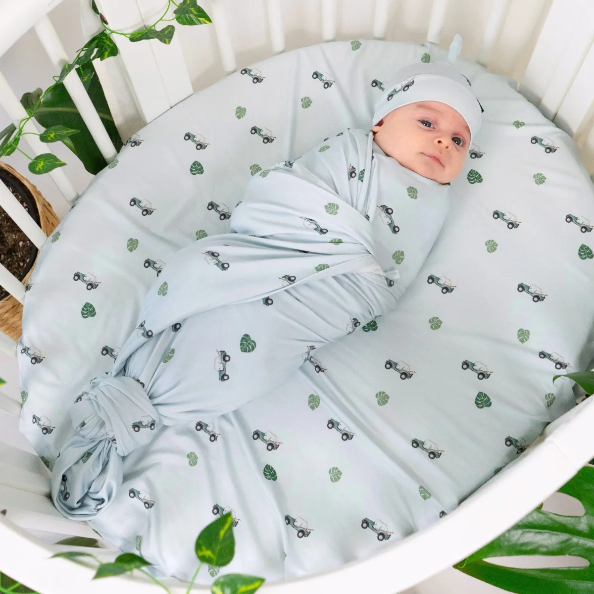 Swaddle Blanket - Green Jeep