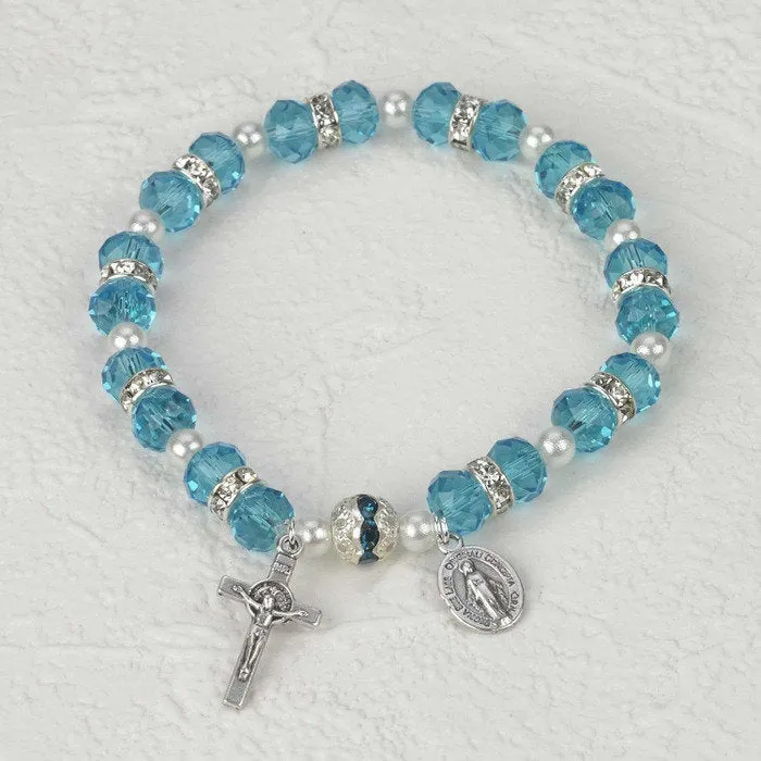 Turquoise Crystal Rosary Bracelet