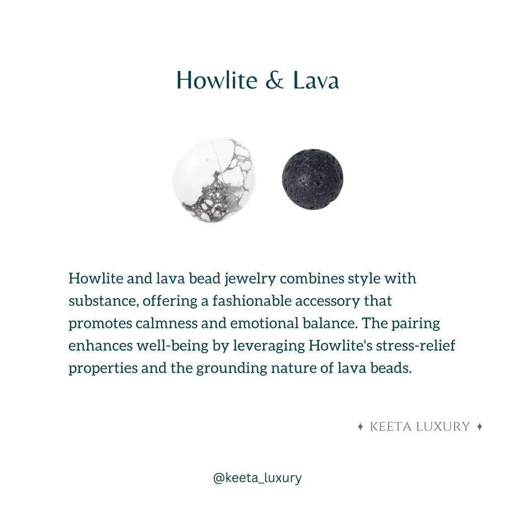 White Majesty - Howlite and Black lava Bracelets