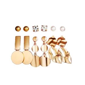 Yellow Chimes Combo Of Six Pairs Assorted Multiple Stud Tassel Asymmetric Designs Star Pearl Gold Plated Stud Earrings For Women And Girl's